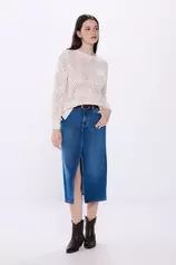 Aanbieding van Denim midi skirt voor 39,99€ bij Springfield