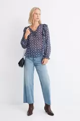 Aanbieding van Printed ruffled chiffon blouse voor 19,99€ bij Springfield