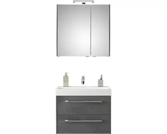 Aanbieding van PELIPAL Badkamermeubelset Milano 70 cm incl. spiegelkast met verlichting oxid donkergrijs voor 1159€ bij Hornbach