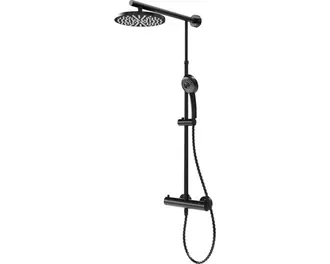 Aanbieding van SCHULTE Regendoucheset Douchemaster Rain Ø25 cm rond incl. thermostaatkraan mat zwart voor 449€ bij Hornbach