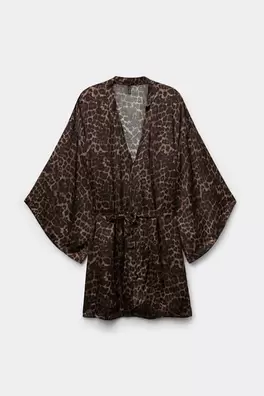 Aanbieding van Luxurious Leopard Viscose Satin Kimono voor 69,9€ bij Intimissimi