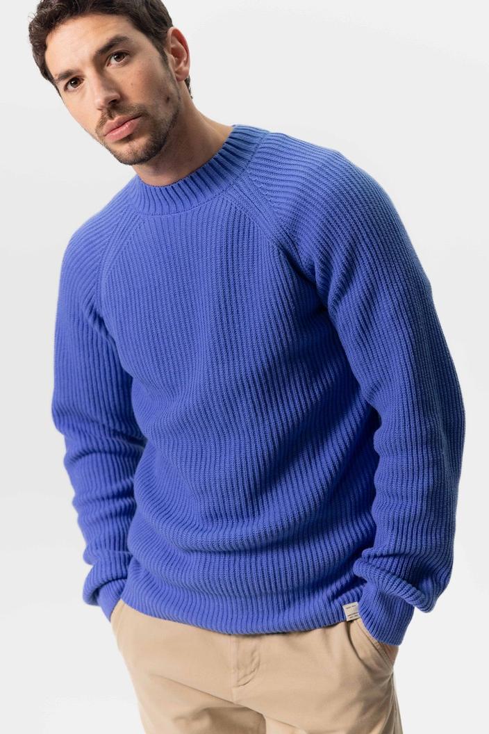 Aanbieding van Blauwe rib gebreide raglan trui voor 59,99€ bij Sissy-Boy
