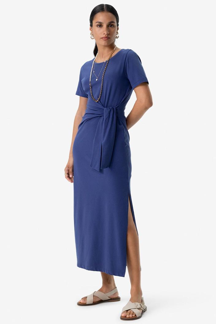 Aanbieding van Donkerblauwe jersey jurk met knoopdetail voor 69,99€ bij Sissy-Boy