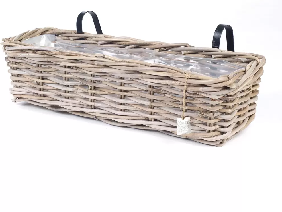 Aanbieding van Van der Leeden balkonmand antiek grijs 46 x 19 x 15 cm voor 16,99€ bij Intratuin