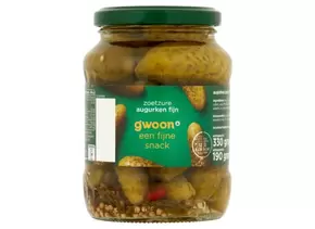 Aanbieding van GWOON ZOETZURE AUGURKEN 190G voor 1,39€ bij Sahan Supermarkten