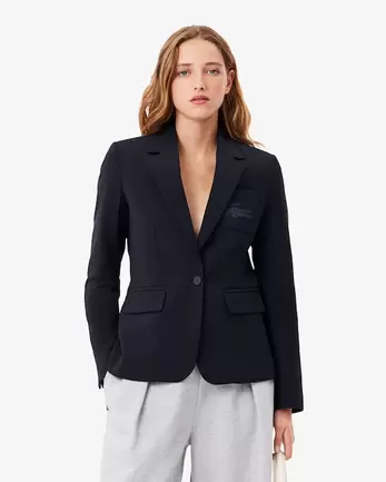 Aanbieding van Slim Fit Wollen Blazer met Geborduurd Logo voor 370€ bij Lacoste