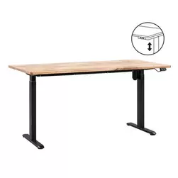 Aanbieding van Bureau Homeworx zit/sta elektrisch verstelbaar &ndash; mangohout/zwart - 75/118x160x80 cm voor 489€ bij Leen Bakker