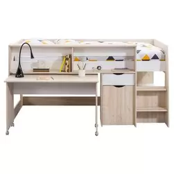 Aanbieding van Halfhoogslaper Tempo - eikenkleur/wit - 90x200 cm voor 449€ bij Leen Bakker