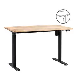 Aanbieding van Bureau Homeworx zit/sta elektrisch verstelbaar &ndash; mangohout/zwart - 75/118x120x70 cm voor 469€ bij Leen Bakker