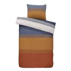 Aanbieding van Comfort dekbedovertrek Bruce - blauw/cognackleur - 140x200/220 cm voor 16€ bij Leen Bakker