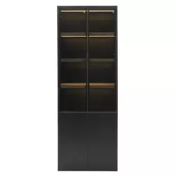 Aanbieding van Wandkast Virgil met LED-verlichting - zwart - 220x80x40 cm voor 449€ bij Leen Bakker