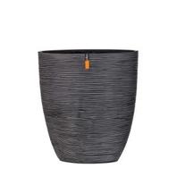 Aanbieding van Ovale pot Rib III 33x15x36 zwart voor 47,99€ bij Life & Garden