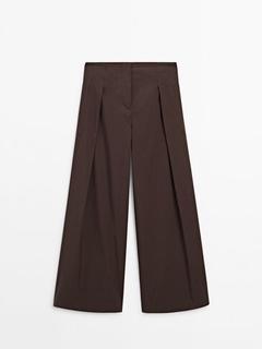 Aanbieding van Popeline broek met wijde pijpen en plooi - Limited Edition voor 149€ bij Massimo Dutti