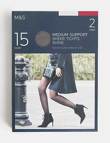 Aanbieding van Set van 2 doorzichtige panty's met gemiddelde ondersteuning (15 denier) voor 15€ bij Marks & Spencer